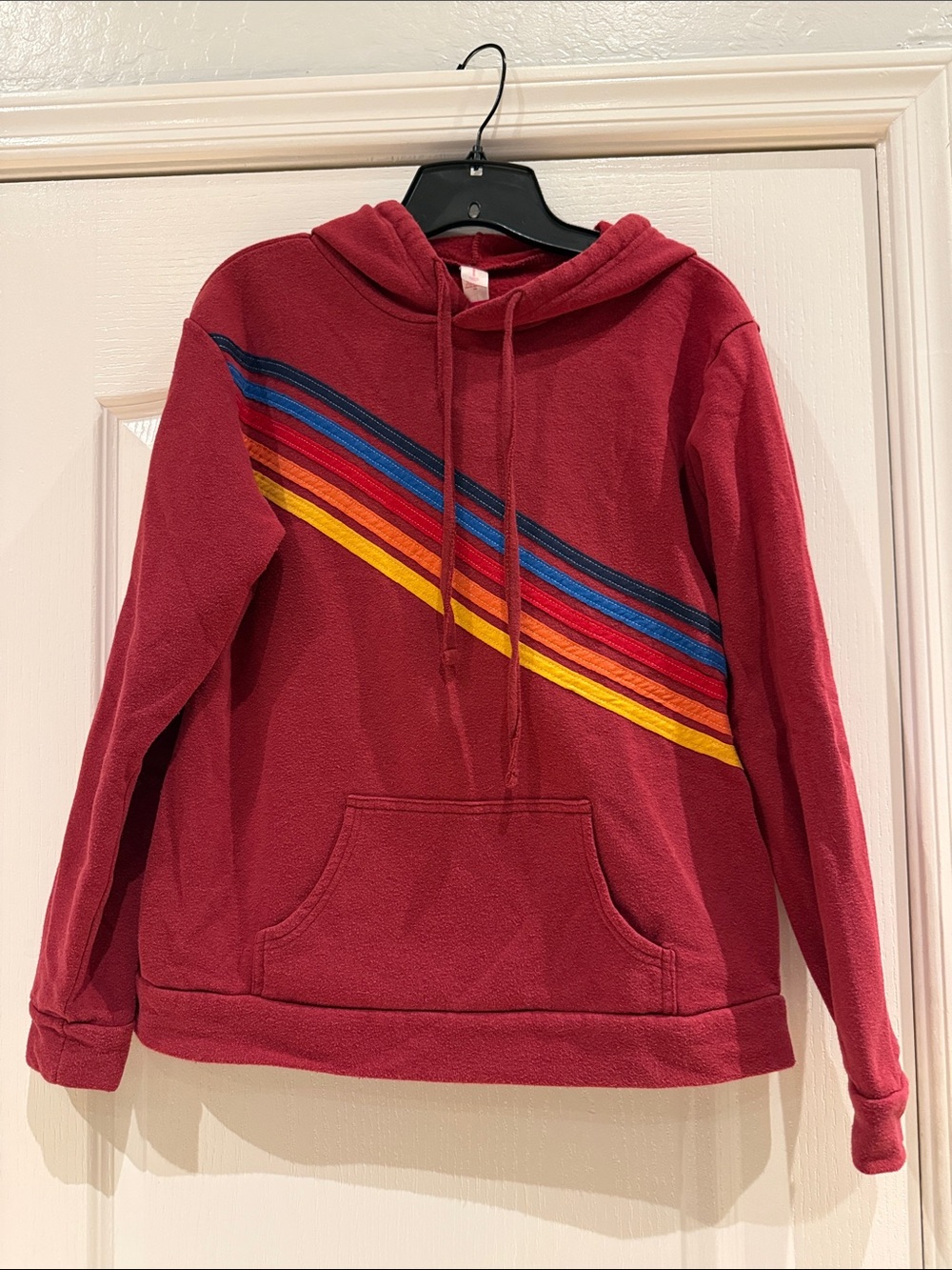 Xhilaration LOVE Red Pullover Hoodie with Diagonal Stripes
